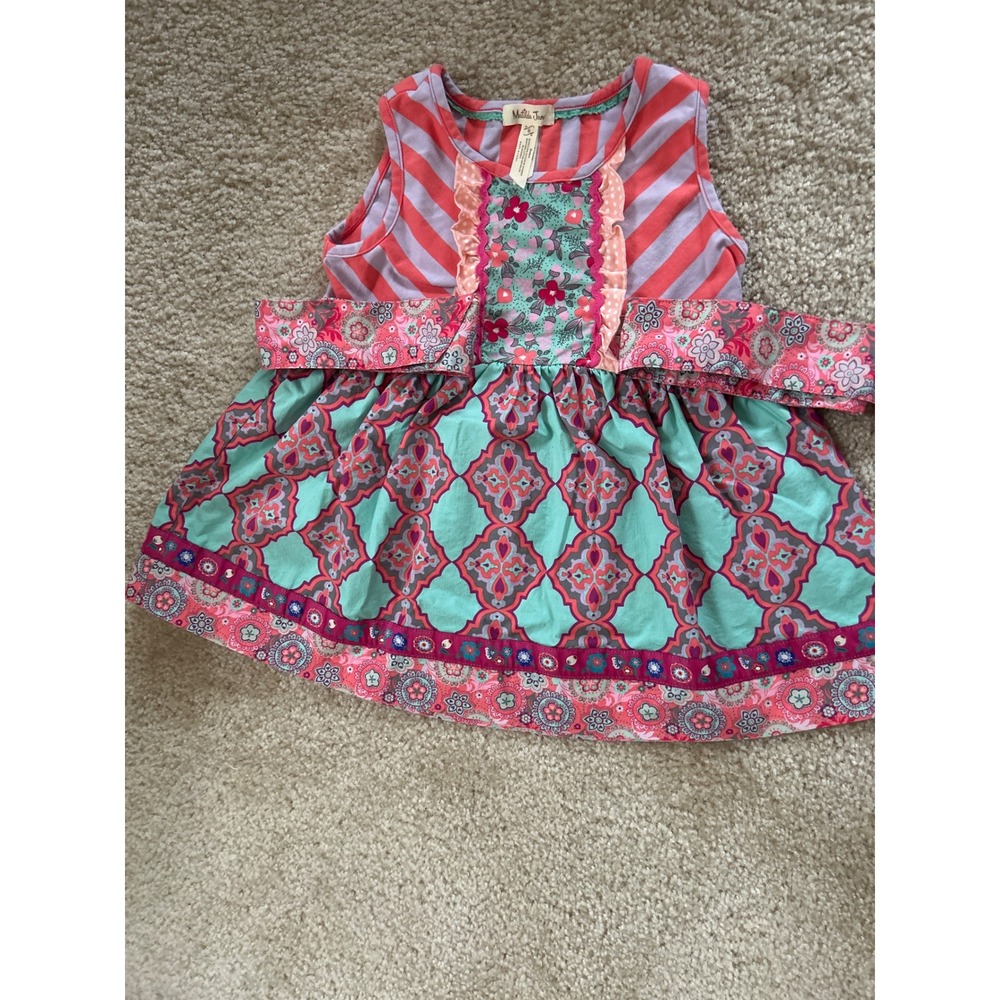 Matilda Jane Girls Mixed Print Sleeveless Dress Floral Geometric Size 6 19109T